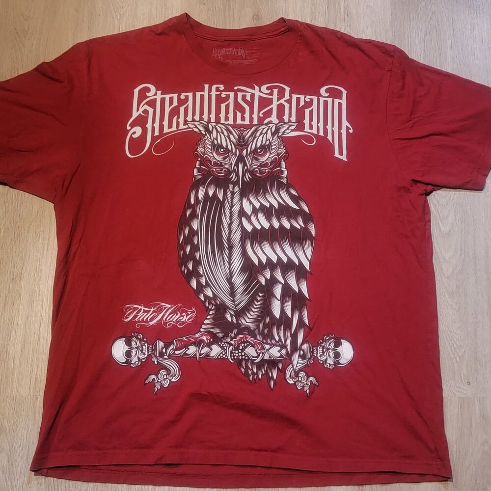 Steadfast Brand Men's 2XL Short Sleeve T-Shirt Dark Red Owl